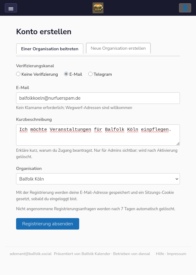 Registrierungsformular