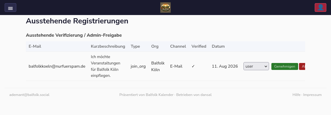 Ausstehende Registrierungen