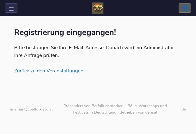 Registrierung eingegangen